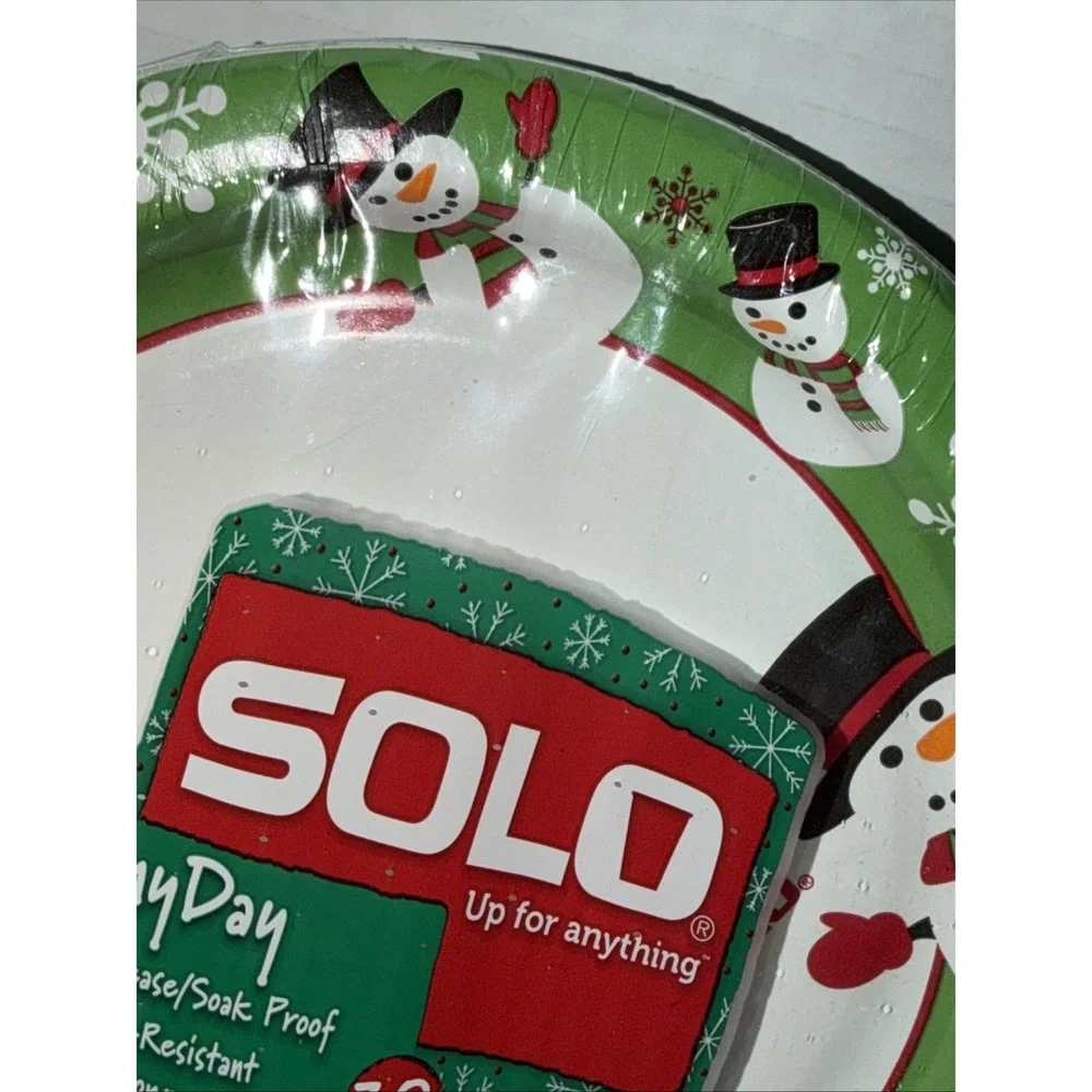 Solo Christmas Paper Plates Snowman New In Package Lot of 2 RARE HTF